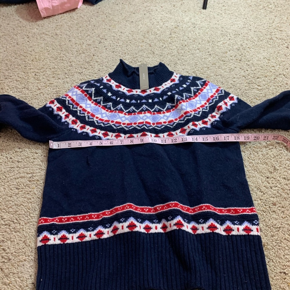 J crew af011 fair isle turtleneck sweater rollneck - Picture 4 of 5